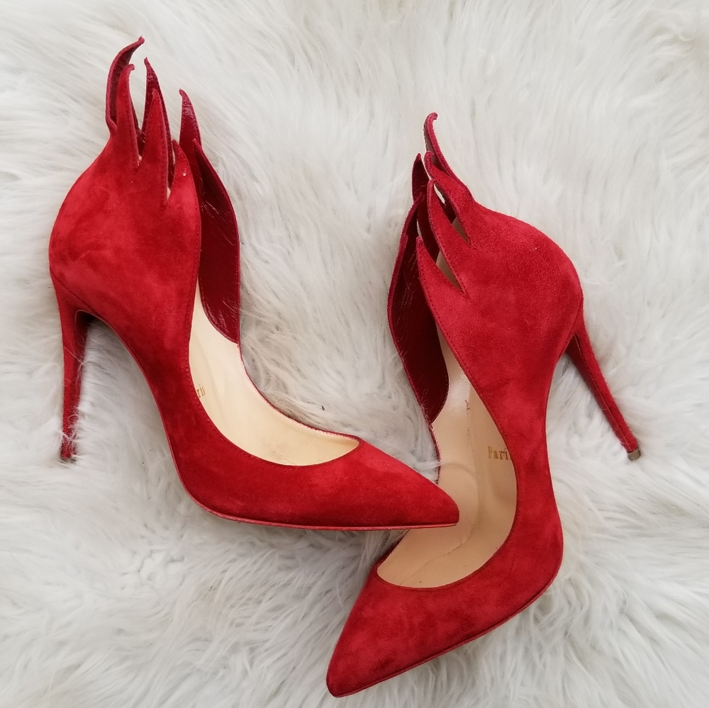 Christian Louboutin Victorina Flame 100mm Red Euro 36 1/2 - Picture 3 of 11